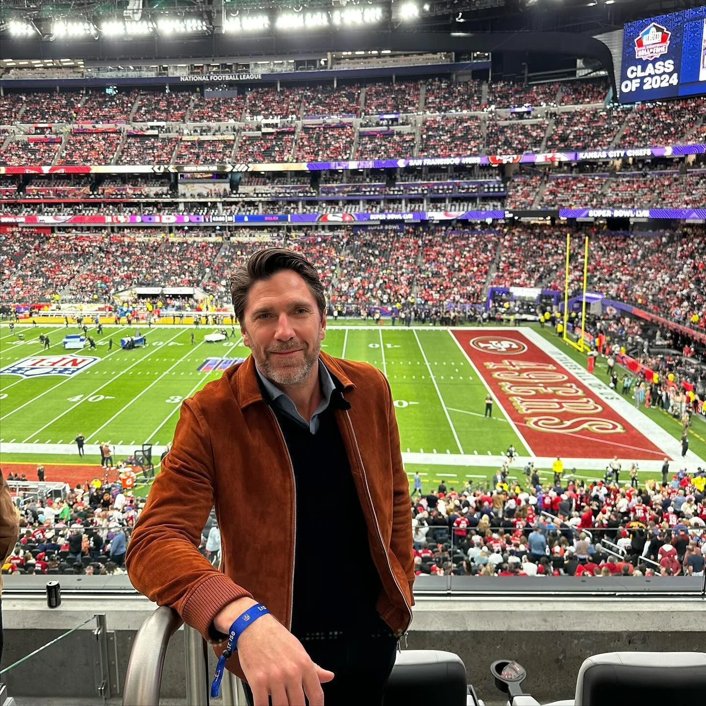 Henrik Lundqvist in a Burnt Orange Balani Custom Bomber Jacket