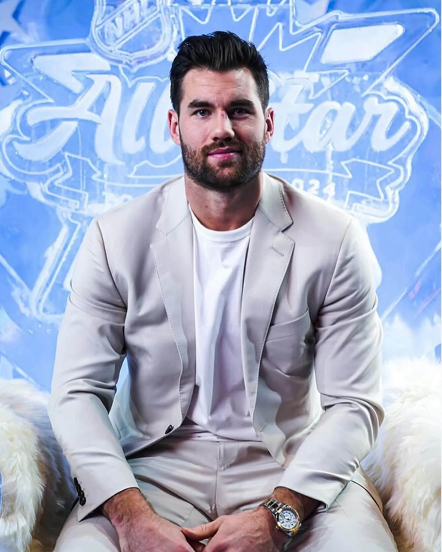 Tom Wilson in a light gray Balani Custom Suit